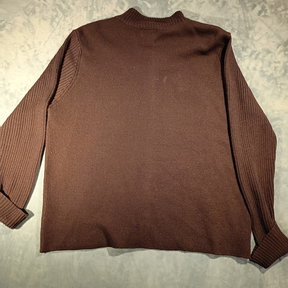 Jaclyn Smith Classic Plus Brown Faux Suede Front Zip Wool Blend Sweater 1X - Picture 4 of 8